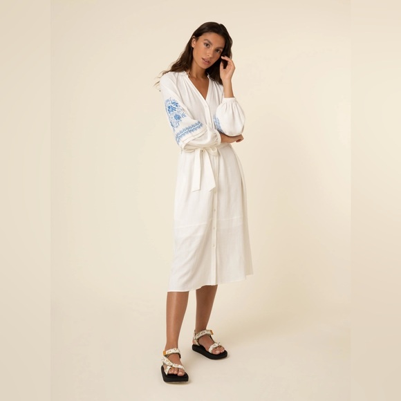 FRNCH Bohemian Embroidered Dress - White - Picture 4 of 15